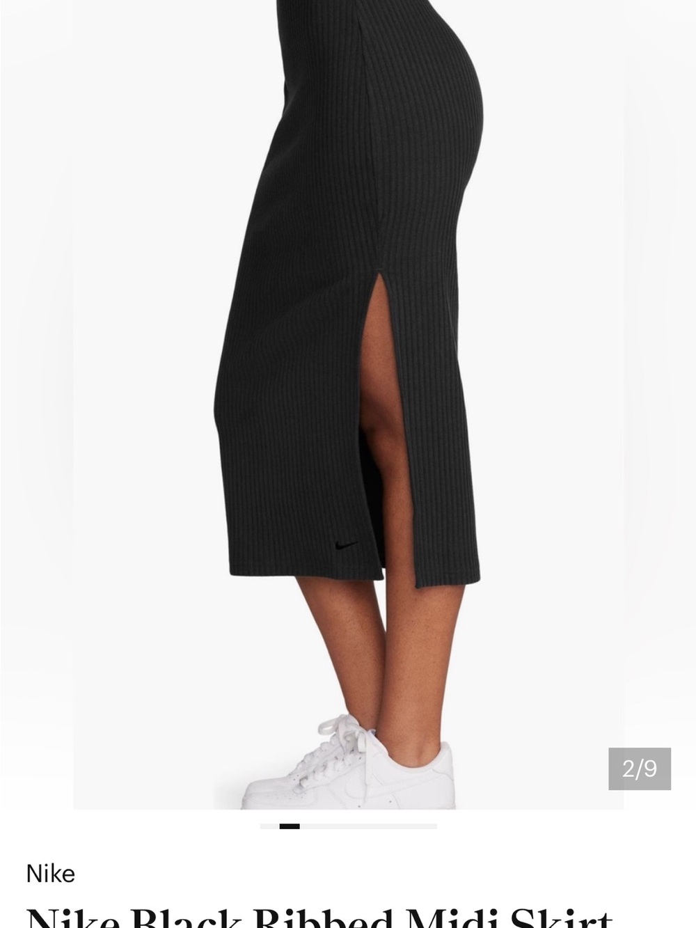 Nike Kelly Green Ribbed Midi Skirt with White Swoosh - Picture 7 of 8
